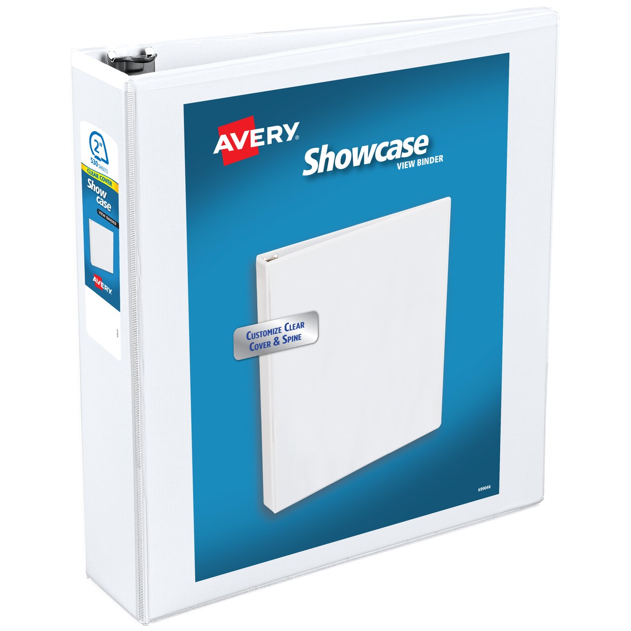 Avery Showcase Standard View 3 Ring Binder, 2" Slant Rings, 530-Sheet Capacity, 2.8 Inch Wide Spine, 1 White Binder, Ideal for Lightweight Organization and Occasional Referencing (19701)